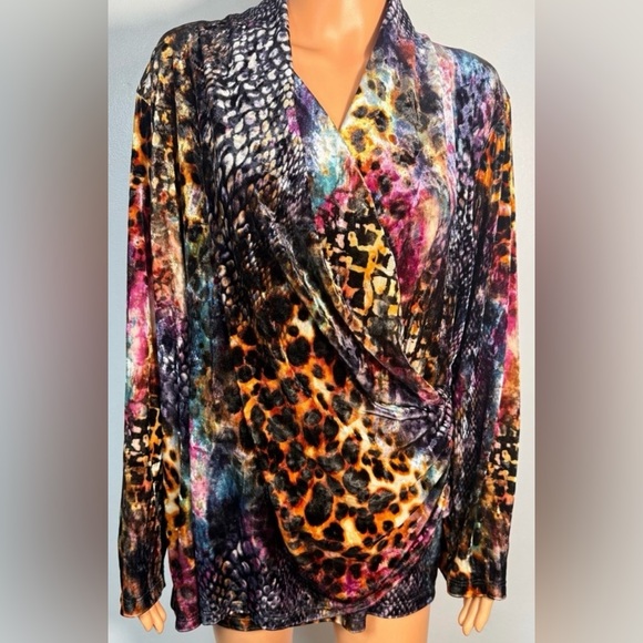 CJ Banks Multicolor Animal Print Top - Picture 2 of 6